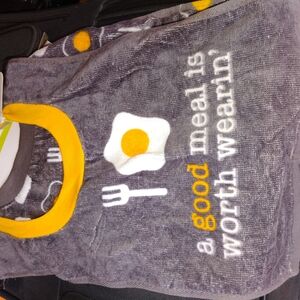 BRAND NEW (2) Gray and Yellow Bib with Egg Design